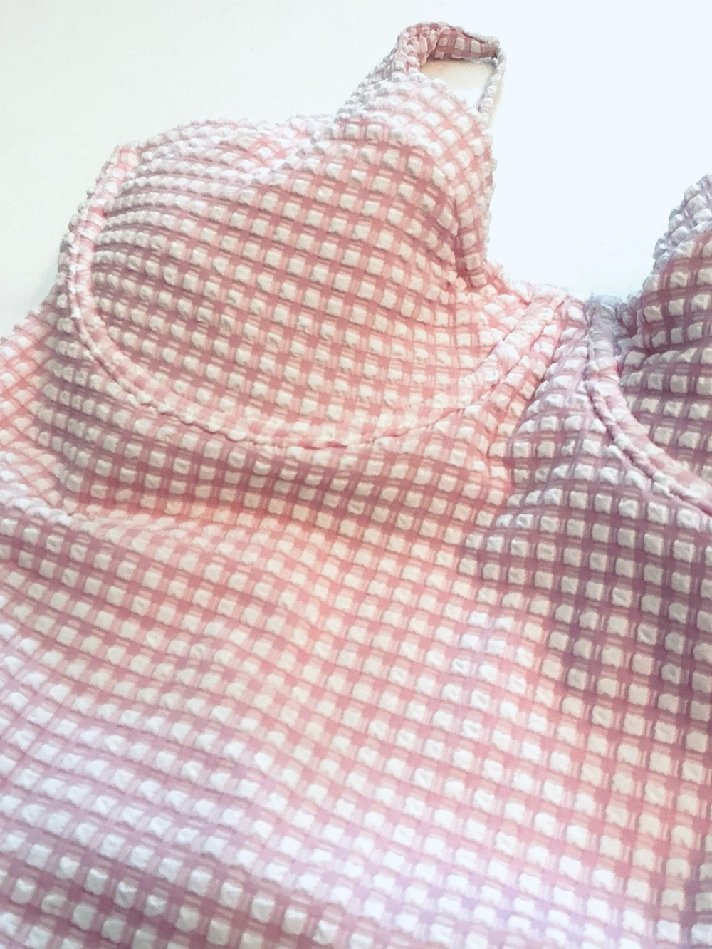 ABERCROMBIE & FITCH Pink Gingham Sweetheart Neckline OnePiece Swimsuit Sz XL NWT - Picture 5 of 11